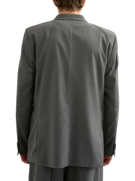 Topman Relaxed Fit Pinstripe Double Breasted Suit Jacket, Charcoal - view 2, Charcoal