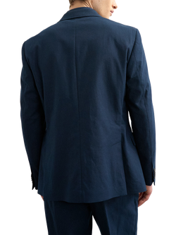 Topman Linen Cotton Blend Double Breasted Suit Jacket, Navy - view 2, Navy
