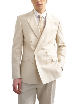 Topman Linen Cotton Blend Double Breasted Suit Jacket, Sand, Sand