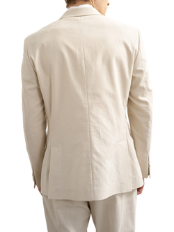 Topman Linen Cotton Blend Double Breasted Suit Jacket, Sand - view 2, Sand