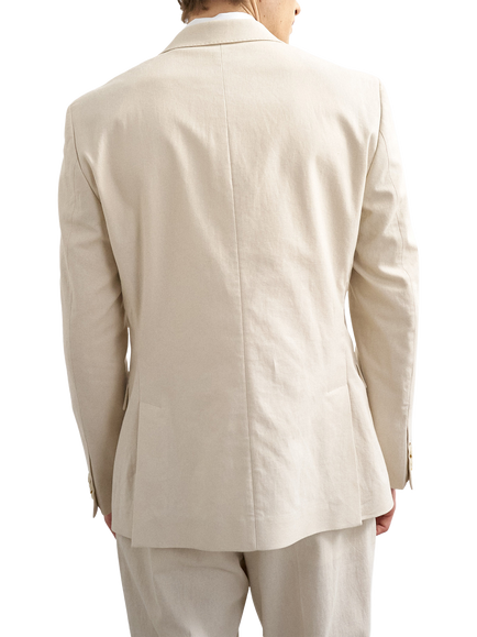 Topman Linen Cotton Blend Double Breasted Suit Jacket, Sand - view 2, Sand