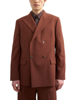 Topman Relaxed Fit Double Breasted Suit Jacket, Rust, Rust