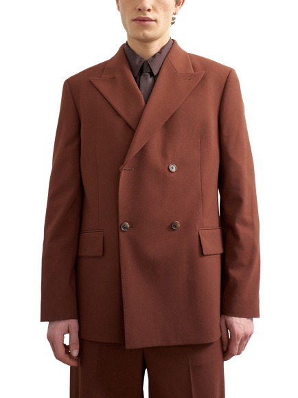 Topman Relaxed Fit Double Breasted Suit Jacket, Rust, Rust