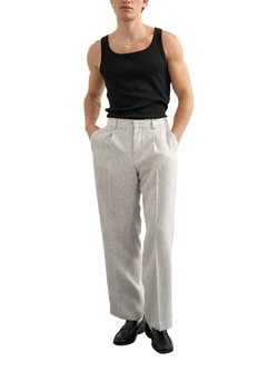 Topman Relaxed Fit Boucle Suit Trousers, Cream, Cream