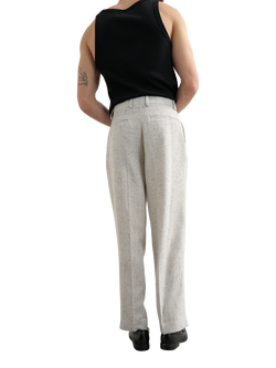 Topman Relaxed Fit Boucle Suit Trousers, Cream - view 2, Cream
