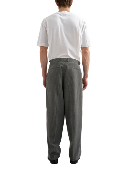 Topman Relaxed Fit Pinstripe Suit Trousers, Charcoal - view 2, Charcoal