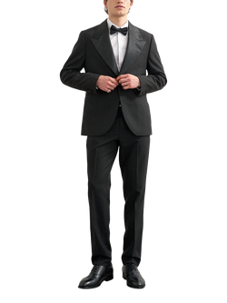 Topman Slim Fit Tuxedo Trousers, Black, Black