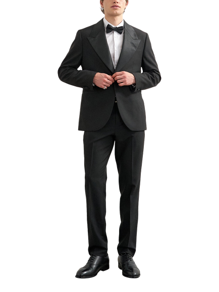 Topman Slim Fit Tuxedo Trousers, Black, Black