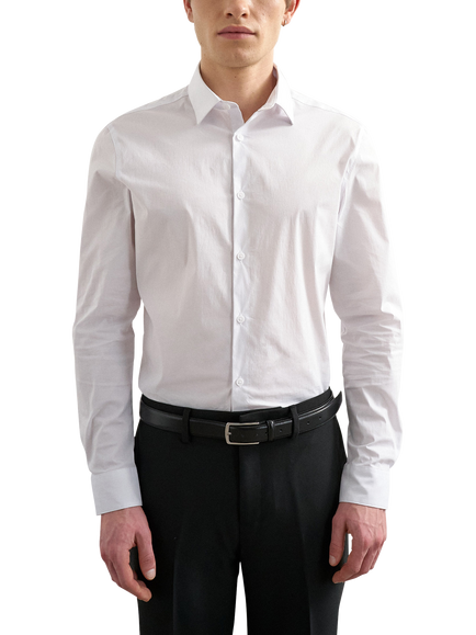 Topman Slim Fit Stretch Cotton Blend Shirt, White