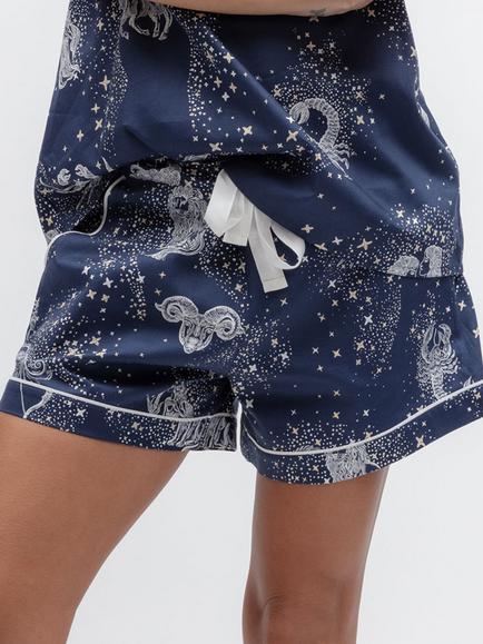 Cyberjammies Celestial Nights Zodiac Print Cotton Blend Shorts,, Navy