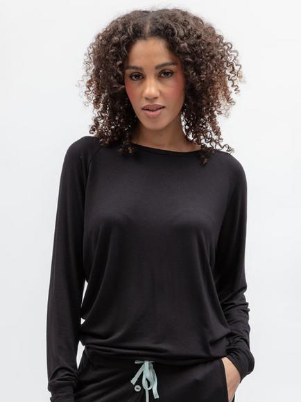 Cyberjammies Grace Long Sleeved Jersey Pyjama Top, Black, Black