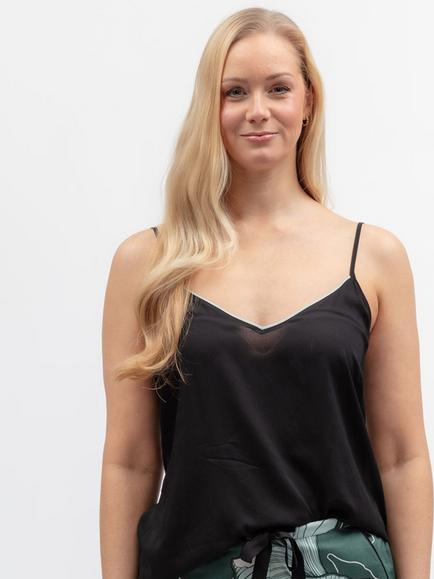 Cyberjammies Grace Camisole Pyjama Top, Black, Black