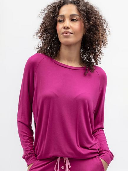 Cyberjammies Belle Slouch Long Sleeve Jersey Pyjama Top, Magenta, Magenta
