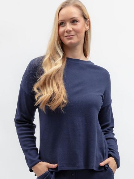 Cyberjammies Celestial Nights Slouch Long Sleeve Jersey Cotton Blend Pyjama Top, Navy, Navy