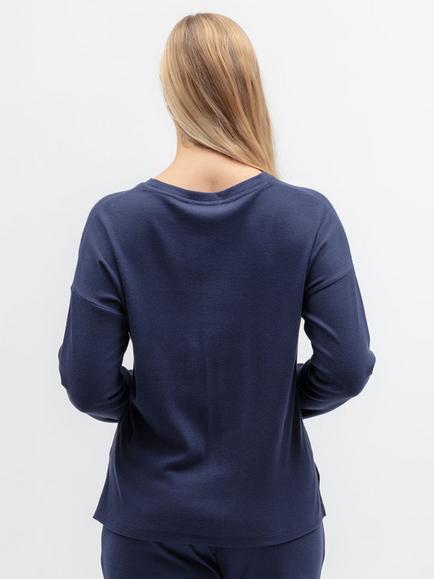 Cyberjammies Celestial Nights Slouch Long Sleeve Jersey Cotton Blend Pyjama Top, Navy - view 2, Navy
