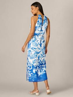 Adrianna Papell Botanical Scroll Blouson Dress, Ivory/Blue - view 2, Ivory/Blue