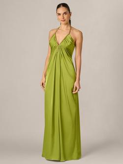 Adrianna By Adrianna Papell Halterneck Maxi Dress, Martini Olive, Martini Olive