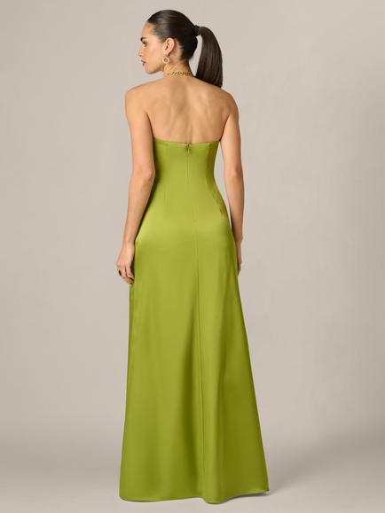 Adrianna By Adrianna Papell Halterneck Maxi Dress, Martini Olive - view 2, Martini Olive
