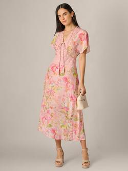 Adrianna By Adrianna Papell Floral Print Satin Dress, Pink/Multi, Pink/Multi