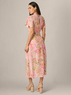 Adrianna By Adrianna Papell Floral Print Satin Dress, Pink/Multi - view 2, Pink/Multi