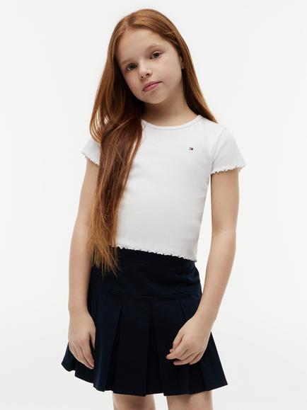 Tommy Hilfiger Kids' Short Sleeve Slim Fit Top, White, White