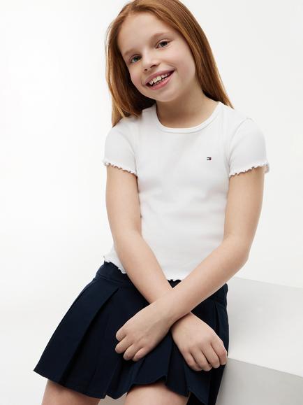 Tommy Hilfiger Kids' Short Sleeve Slim Fit Top, White - view 2, White