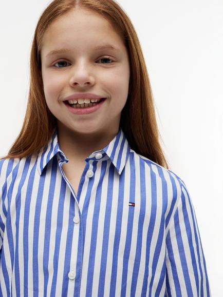 Tommy Hilfiger Kids' Cotton Poplin Shirt Dress, Multi - view 2, Multi