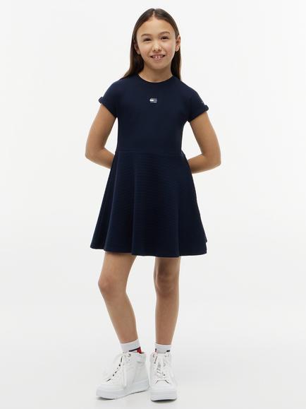 Tommy Hilfiger Kids' Short Sleeve Skater Dress, Navy, Navy