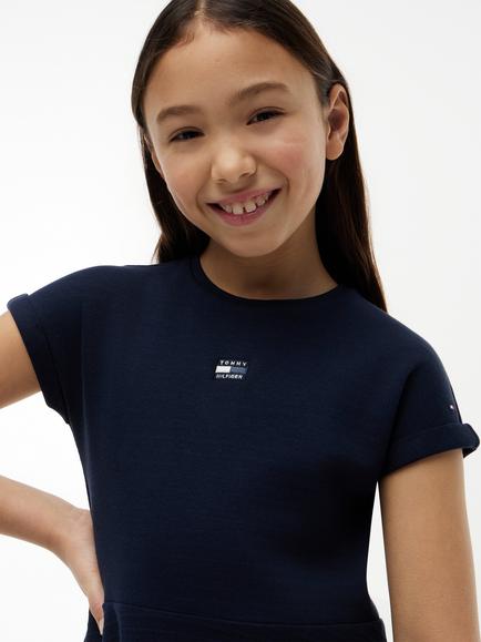 Tommy Hilfiger Kids' Short Sleeve Skater Dress, Navy - view 2, Navy