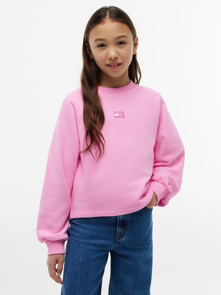 Tommy Hilfiger Kids' Raglan Sleeve Flag Logo Sweatshirt, Pink, Pink