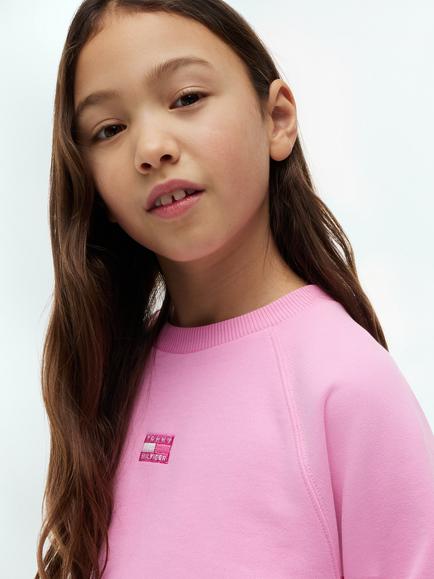 Tommy Hilfiger Kids' Raglan Sleeve Flag Logo Sweatshirt, Pink - view 2, Pink