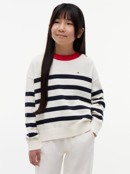Tommy Hilfiger Kids' Striped Crew Neck Jumper, Multi, Multi