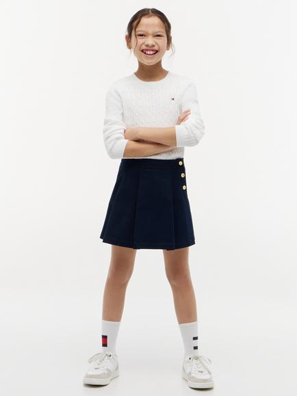 Tommy Hilfiger Kids' Button Pleated Skirt, Navy - view 2, Navy
