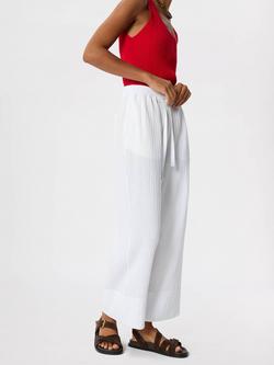 Whistles Wide Crop Cheesecloth Cotton Trousers, Navy - view 2, Ivory