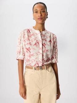 Whistles Tropical Bird Leaves & Trees Elbow length Top containing TENCEL™ Lyocell, Pink/Multi, Pink/Multi