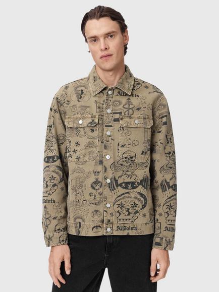 AllSaints Sherb Cotton Canvas Shacket, Natural Sand, Natural Sand