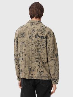 AllSaints Sherb Cotton Canvas Shacket, Natural Sand - view 2, Natural Sand