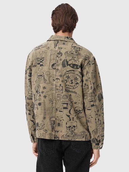 AllSaints Sherb Cotton Canvas Shacket, Natural Sand - view 2, Natural Sand
