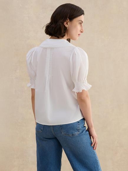 Hobbs Rhiannon Broderie Anglaise Shirt, White - view 2, White