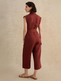 Hobbs Spencer Pure Linen Jumpsuit, Brown - view 2, Brown