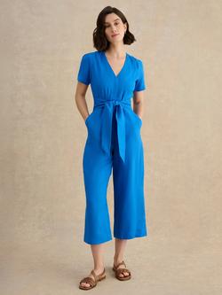 Hobbs Petite Evie Pure Linen Jumpsuit, Blue, Blue