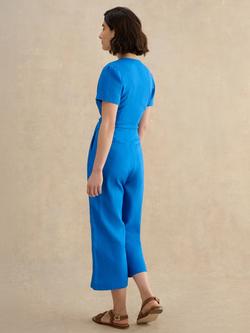 Hobbs Petite Evie Pure Linen Jumpsuit, Blue - view 2, Blue