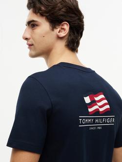Tommy Hilfiger Ana Graphic Print Crew Neck Cotton T-Shirt, Navy - view 2, Navy