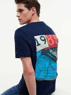 Tommy Hilfiger Cotton Logo Crew Neck T-Shirt, Navy - view 2, Navy