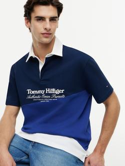 Tommy Hilfiger Colour Block Cotton Polo Shirt, Blue/Multi - view 2, Blue/Multi