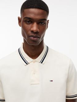 Tommy Hilfiger Tipped Cotton Polo Shirt, Natural - view 2, Natural