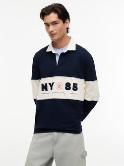 Tommy Hilfiger Relaxed Fit Club Rugby Shirt, Blue/Multi, Blue/Multi