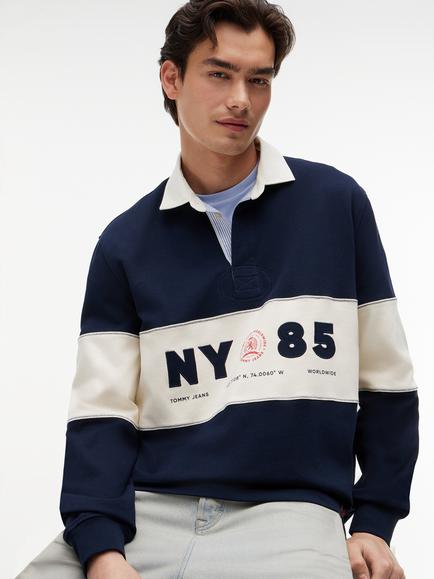 Tommy Hilfiger Relaxed Fit Club Rugby Shirt, Blue/Multi - view 2, Blue/Multi