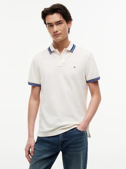 Tommy Hilfiger Cotton Blend Polo Shirt, Ivory, Ivory