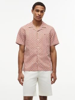Tommy Hilfiger Button Through Short Sleeve Cotton Linen Blend Shirt, Multi